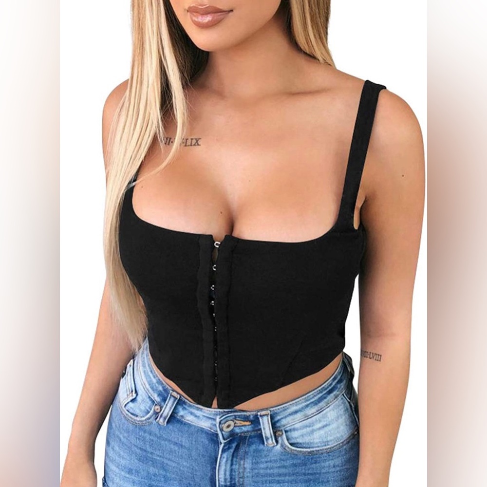 Black cropped corset top